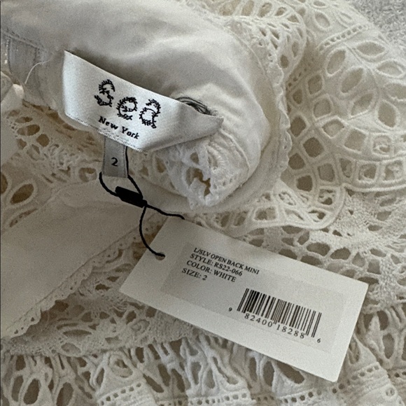 NWT Sea New York from Free People White Lace Eyelet beautiful sleeveless dress. - Picture 13 of 14